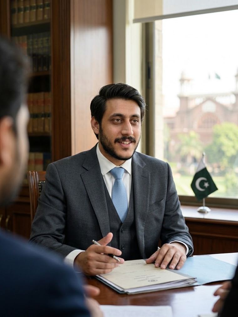 Consultation in progress at SYU Law Chambers, Lahore